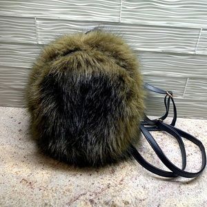 Faux fur small backpack purse